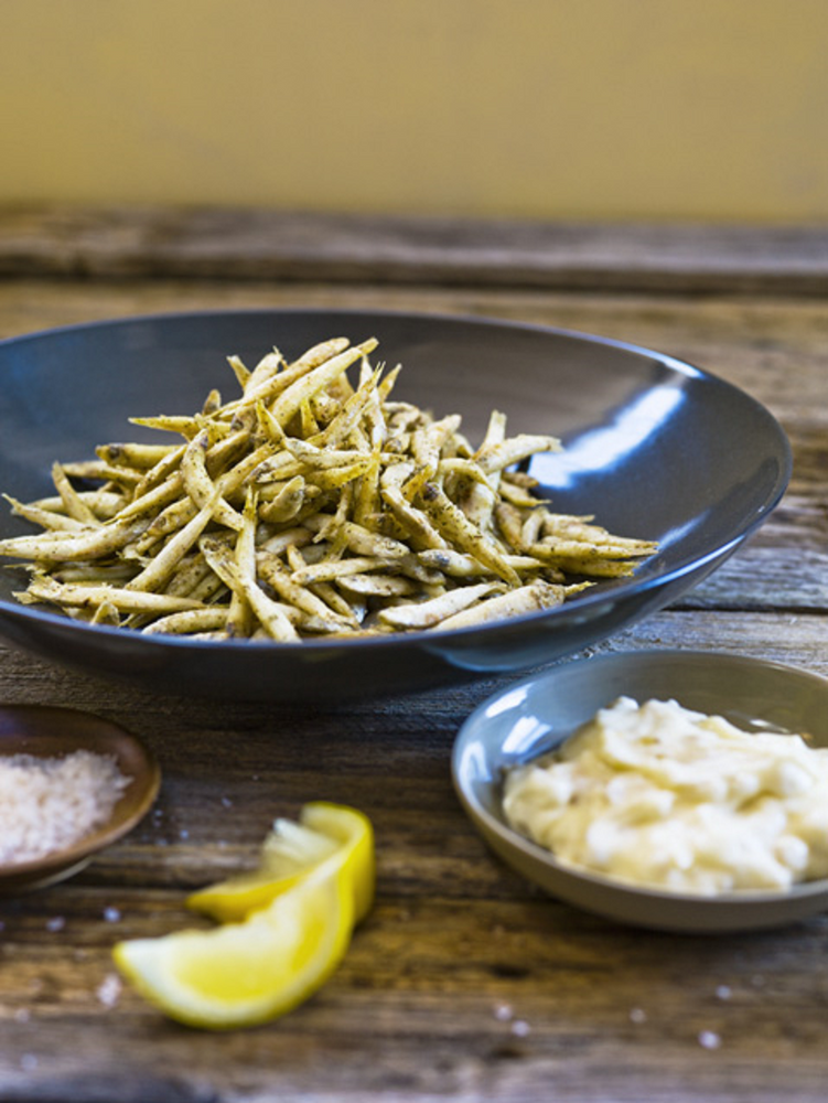 Anisata deep fried whitebait with lemon Aspen Mayonnaise