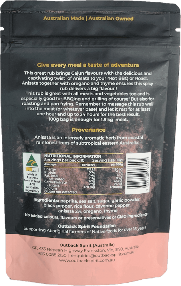 Outback Spirit Spiced Rubs Aromatic Anisata Cajun Spiced Rub 100g