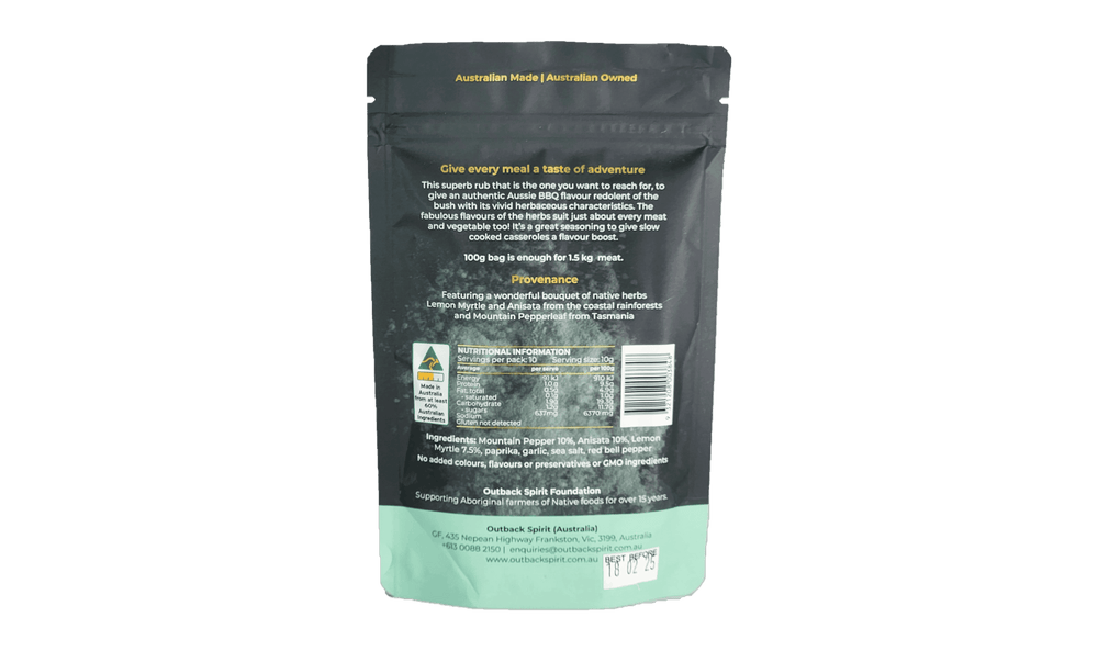Outback Spirit Spiced Rubs Outback Aussie BBQ Spiced Rub 100g